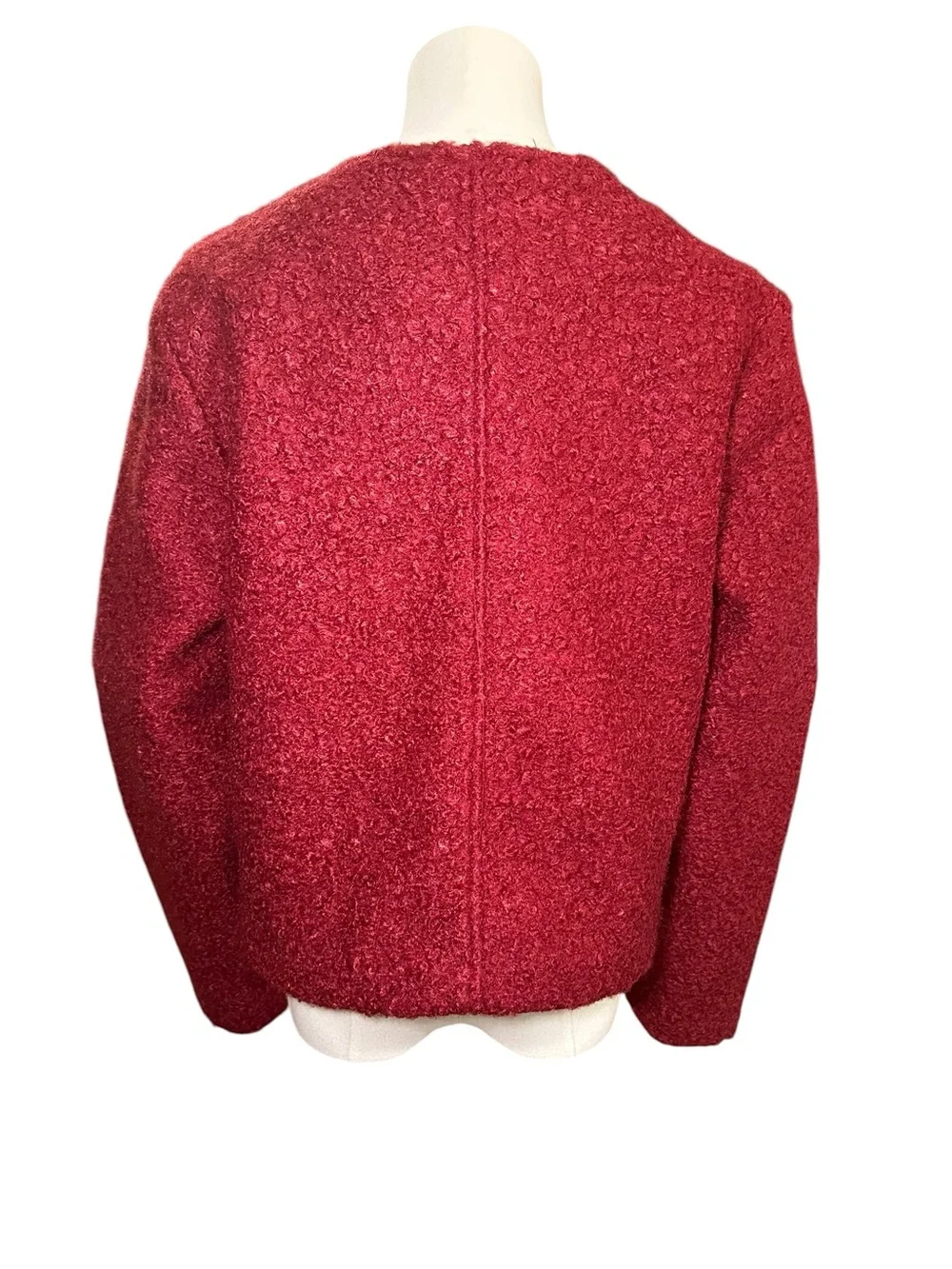 entro Burgundy Textured Cropped Blazer Jacket